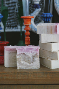Coconut Milk Soap,With Natural Clays & Pink Roses (mild acne, sensitive skin, detox)