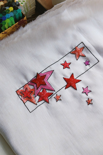 Starseed, Shades Of Pink On Beige Linen, delivery within 3 days