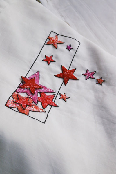 Starseed, Shades of Pink On Off White Linen, delivery within 3 days