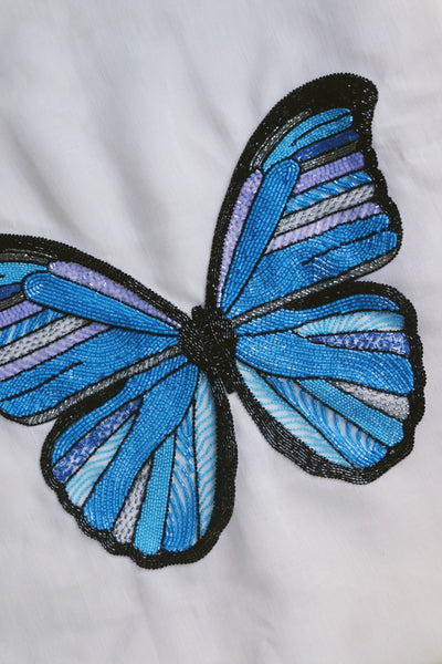 The Butterfly Collection: The Blue Morpho Kaftan, In Off White, delivery within 3 days
