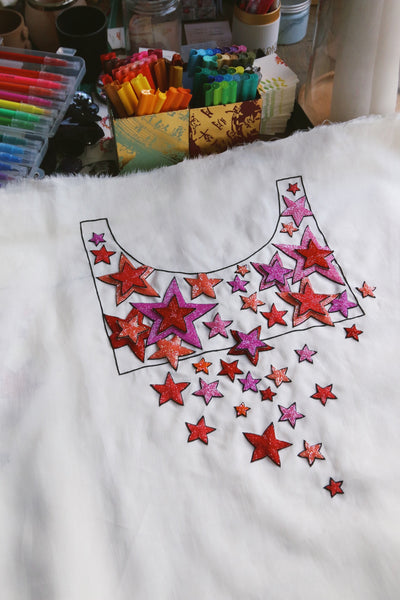 Starseed, Shades of Pink On Off White Linen, delivery within 3 days