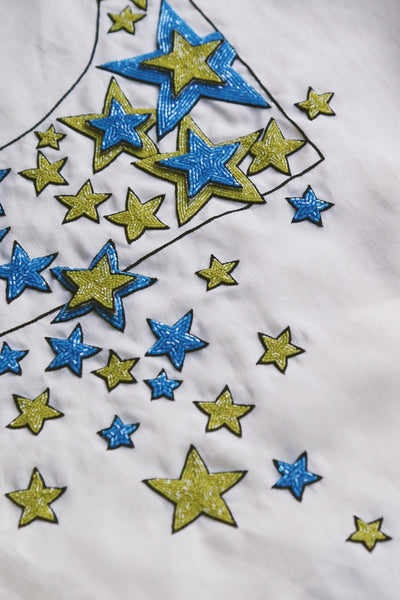 Starseed, Blue On Off White Linen, delivery within 3 days