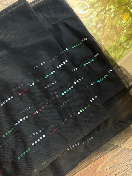 Shaila in Black, Embroidered In Emirati Flag Colors