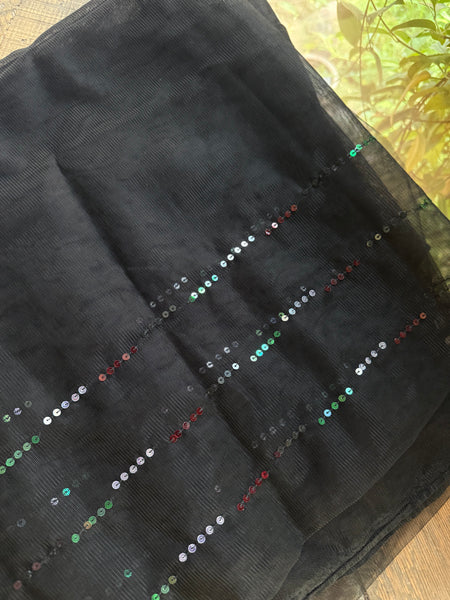Shaila in Black, Embroidered In Emirati Flag Colors