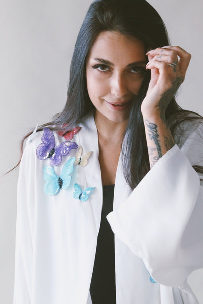 Butterfly Abaya, loose fit, White