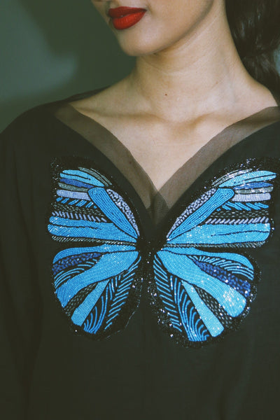 The Butterfly Collection: The Blue Morpho Kaftan, In Off White