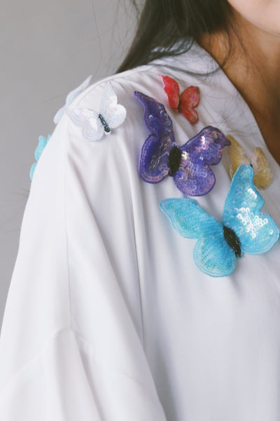 Butterfly Abaya, loose fit, White