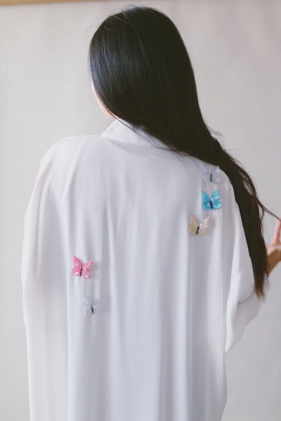 Butterfly Abaya, loose fit, White