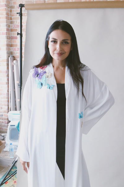 Butterfly Abaya, loose fit, White