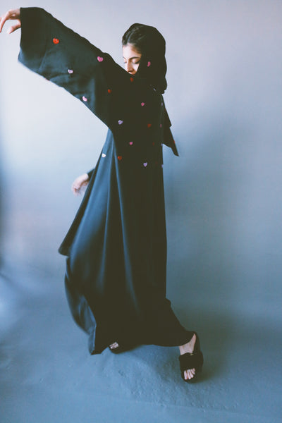 Hearts Abaya, Black