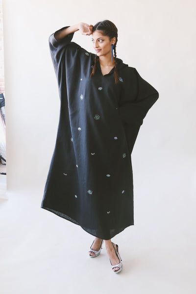 The "Eye See Everything" Kaftan, in Black Linen