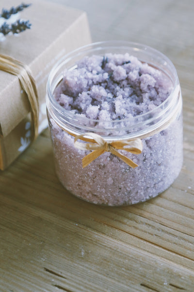 Sugar & Himalayan Sea Salt Scrub, Lavender (gentle exfoliation, extra sensitive skin, dry)