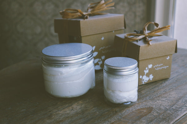 Refined Shea Butter Whipped With Coconut Oil, fragranced with Milk