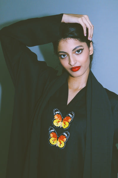The Butterfly Collection: The African Monarch Abaya, Slim Fit, In Black