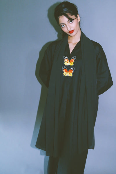 The Butterfly Collection: The African Monarch Abaya, Slim Fit, In Black