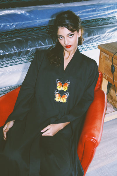 The Butterfly Collection: The African Monarch Abaya, Slim Fit, In Black