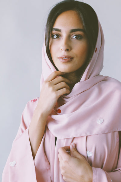 Hearts Abaya, Pink