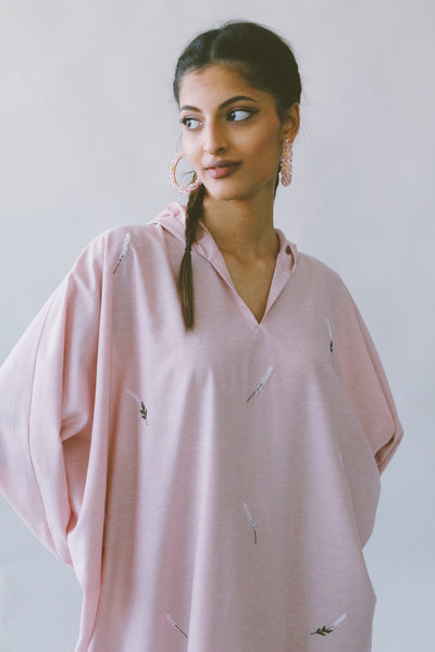 Lavender Kaftan in Pink, Silk/ Cotton Mix