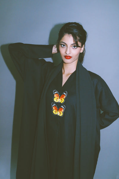 The Butterfly Collection: The African Monarch Abaya, Slim Fit, In Black