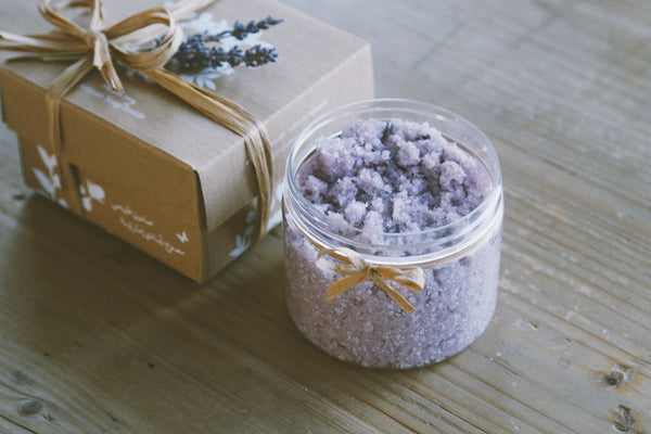 Sugar & Himalayan Sea Salt Scrub, Lavender (gentle exfoliation, extra sensitive skin, dry)