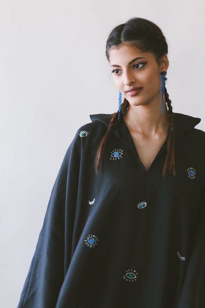The "Eye See Everything" Kaftan, in Black Linen