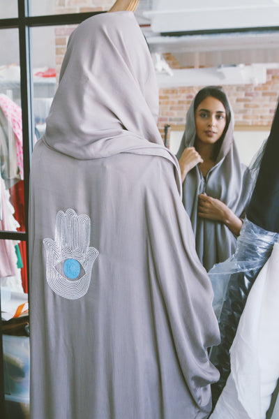 Kamsa خمسه Abaya, in Greige or Black