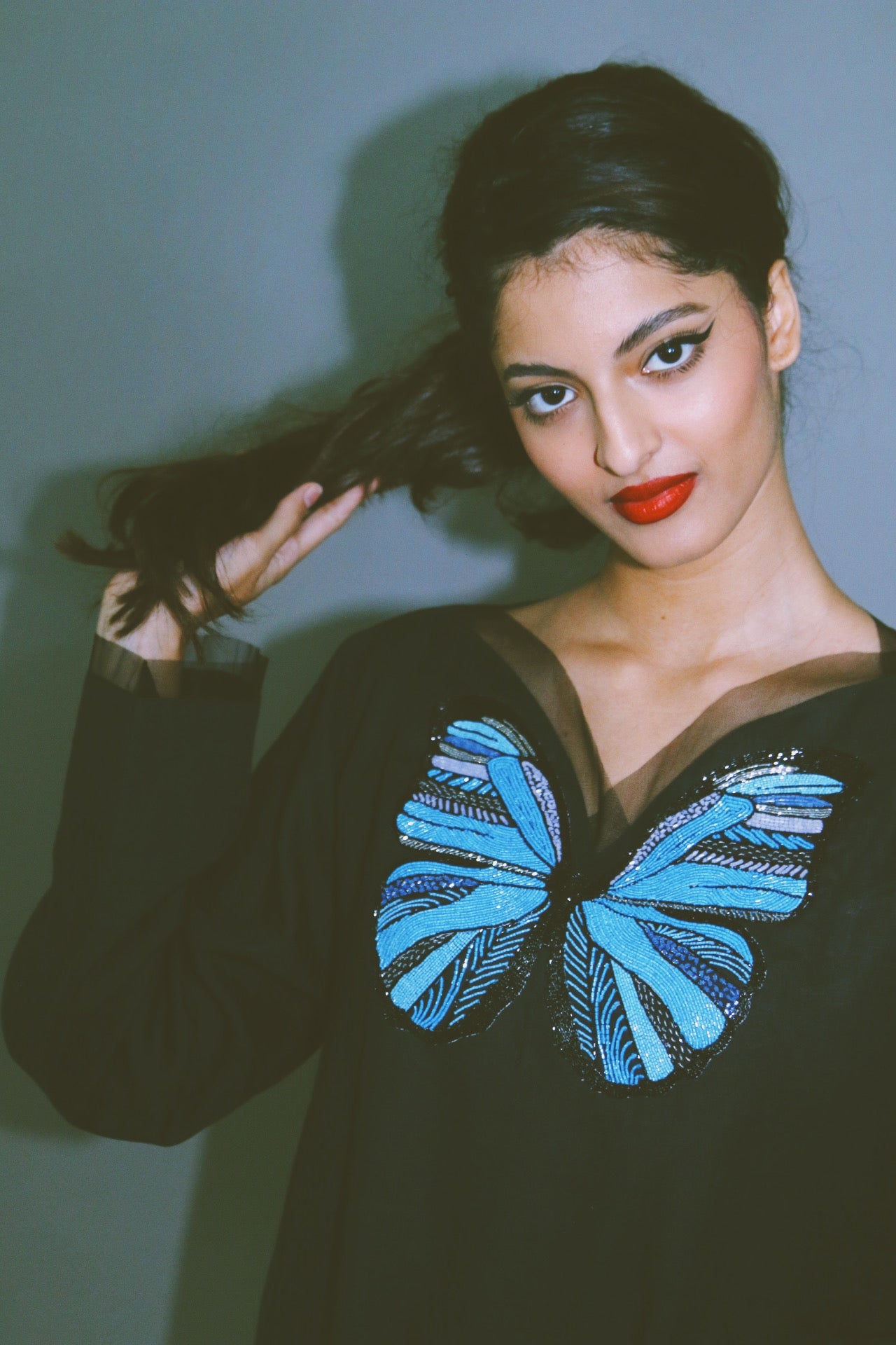 The Butterfly Collection: The Blue Morpho Kaftan, In Black