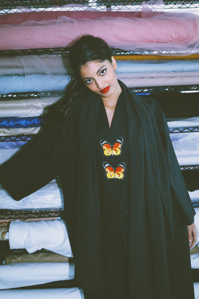 The Butterfly Collection: The African Monarch Abaya, Loose Fit, In Black