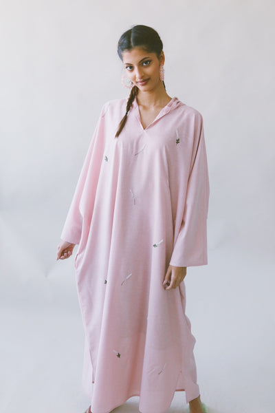 Lavender Kaftan in Pink, Silk/ Cotton Mix