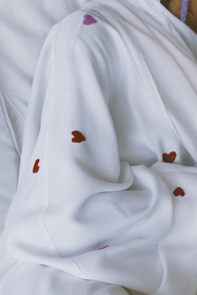 Hearts Abaya, White
