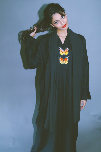 The Butterfly Collection: The African Monarch Abaya, Slim Fit, In Black