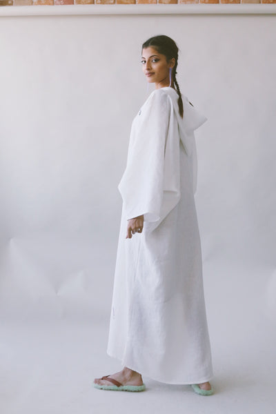Lavender Kaftan in Off White Linen