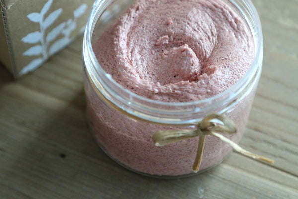 Whipped Soap Scrub, Pomegranate (gentle exfoliation, all skin types)