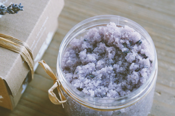 Sugar & Himalayan Sea Salt Scrub, Lavender (gentle exfoliation, extra sensitive skin, dry)