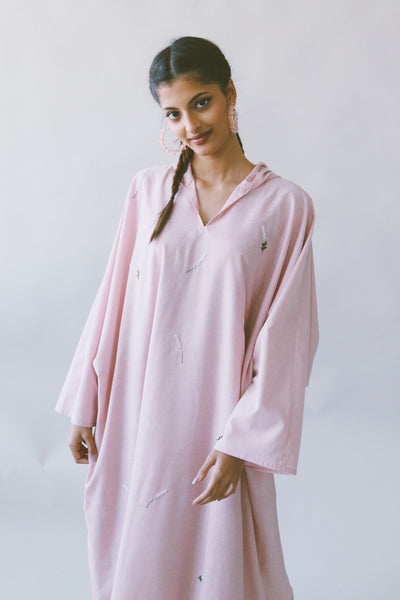 Lavender Kaftan in Pink, Silk/ Cotton Mix