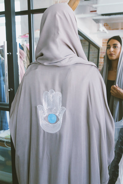 Kamsa خمسه Abaya, in Greige or Black