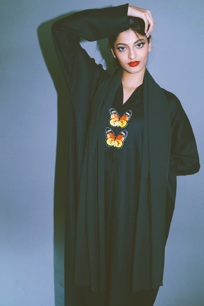 The Butterfly Collection: The African Monarch Abaya, Slim Fit, In Black