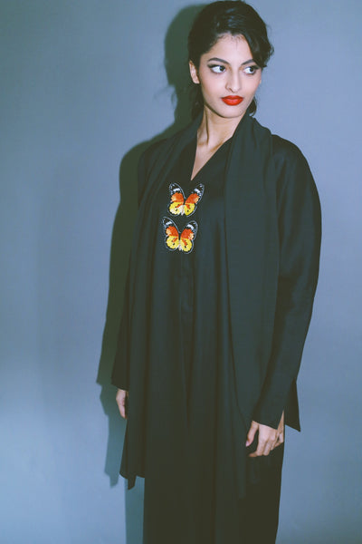 The Butterfly Collection: The African Monarch Abaya, Slim Fit, In Black
