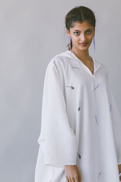 Lavender Kaftan in Off White Linen