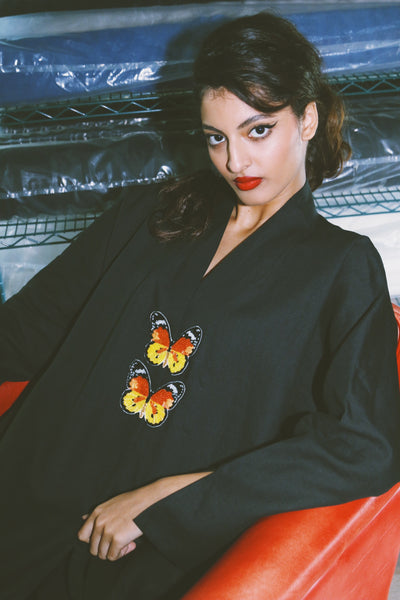 The Butterfly Collection: The African Monarch Abaya, Slim Fit, In Black