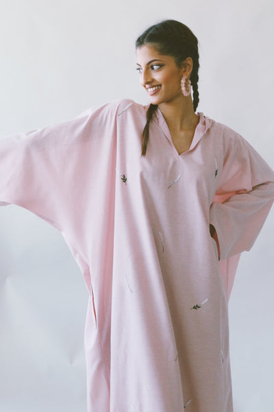 Lavender Kaftan in Pink, Silk/ Cotton Mix